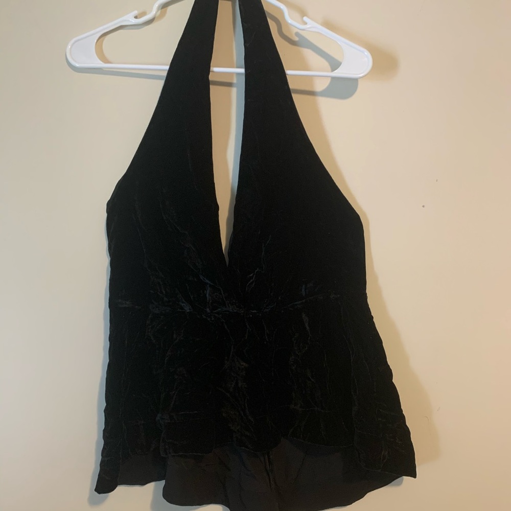 Deep plunge velvet top